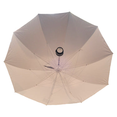 Profoto Giant White 210 open umbrella seen from the front showing white reflective interior and center mount