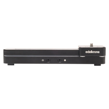 Edelkrone SliderONE V2 slider side view with 3/8 inch mounting screw and control ports