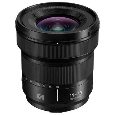 Panasonic LUMIX S 14-28mm f/4-5.6 MACRO lens, front view. Camera West