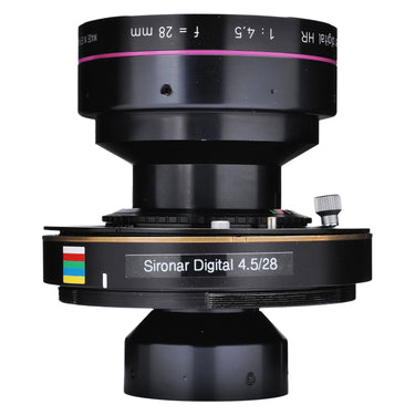 Arca Swiss Apo Sironar Digital HR 28mm f4.5 lens side view showing focal length and aperture markings