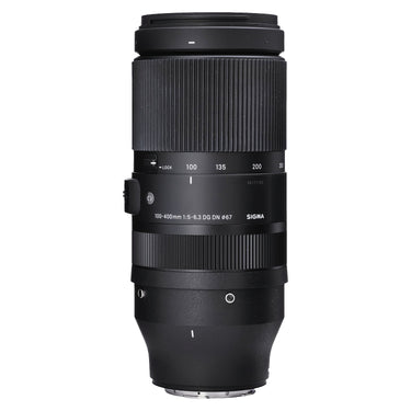 Sigma 100-400mm f5-6.3 DG DN side view with zoom scale and engraved serial number