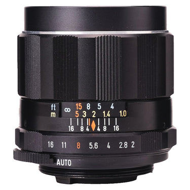 Pentax Super-Multi-Coated Takumar 35mm f2 side view showing focus scale and aperture ring