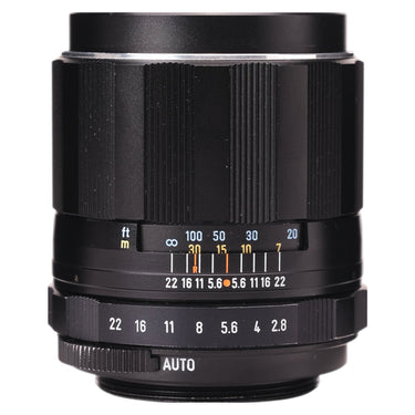 Pentax Super-Takumar 105mm f2.8 side view showing distance and aperture scales