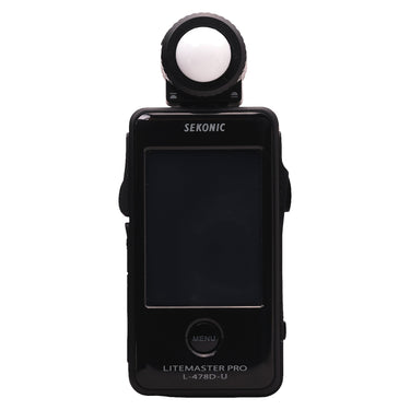 Sekonic Litemaster Pro L-478D-U light meter front view with lumisphere and touchscreen
