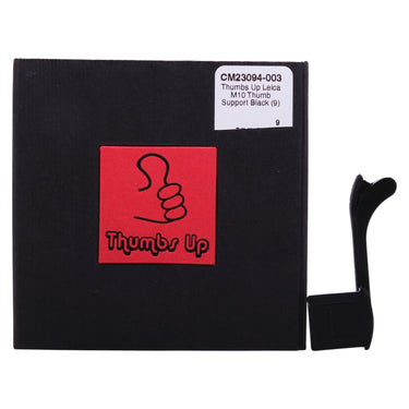Thumbs Up Leica M10 thumb support box front with logo and SKU label, grip shown at right