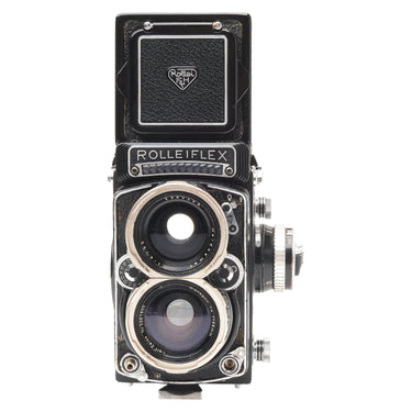 Rollei Wide 4.0 FW twin-lens reflex camera front view with Zeiss Distagon and Heidosmat 55mm f4 lenses