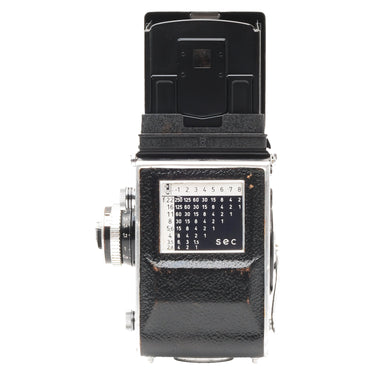 Rollei Wide 4.0 FW side view showing exposure table and focus knob