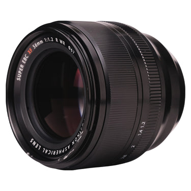 Fujifilm XF 56mm f1.2 R WR angled front view of aperture scale