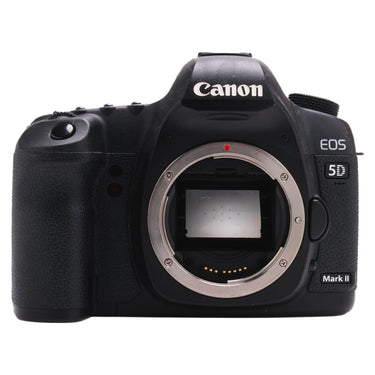 Canon EOS 5D Mark II front view with EF lens mount and mirror box, no lens attached