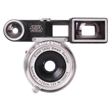 Leica Summaron 3.5cm f3.5 M3 front view showing front element, goggle finder, and Nr.1555575 engraving