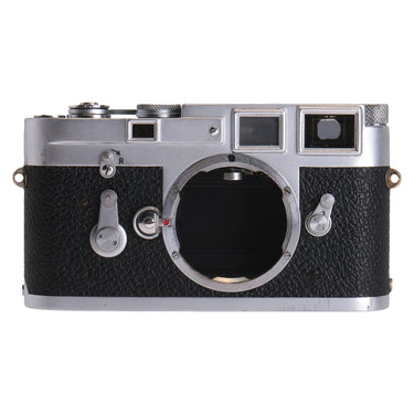 Leica M3 front view with bare lens mount and dual viewfinder windows