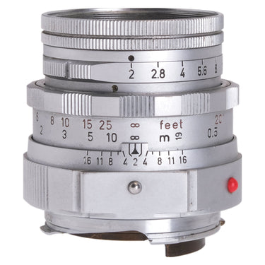Leica Summicron 50mm f2 DR side view showing aperture scale and depth-of-field markings