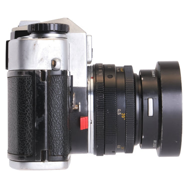 Leica Leicaflex SL side view with Summicron-R 50mm lens and shade