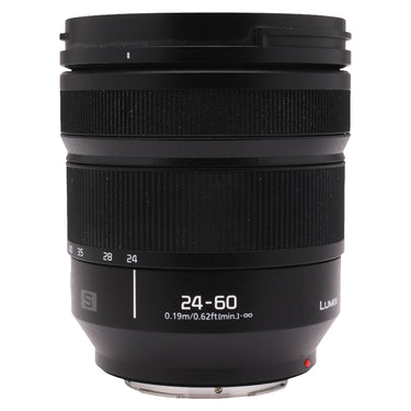 Panasonic Lumix S 24-60mm f2.8 side view showing 24-60 zoom scale and focal length markings
