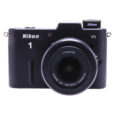 Nikon 1 V1 front view with 1 Nikkor 10-30mm lens mounted
