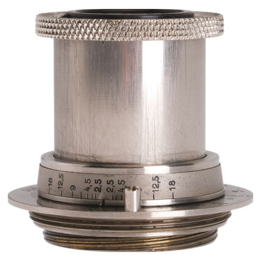 Leitz Hektor 50mm f2.5 nickel lens side view showing barrel scratching and bare screw mount