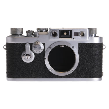 Leica IIIg front view with bare screw mount and rangefinder windows