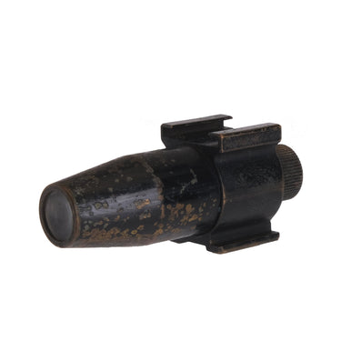 Leica VISOR finder three-quarter view showing brassing and accessory-shoe foot