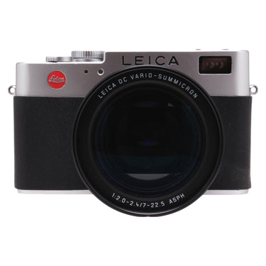 Leica Digilux 2 front view with DC Vario-Summicron lens and silver top plate