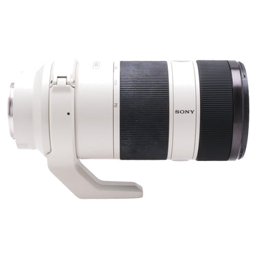 Sony FE 70-200mm f4 G OSS side view with SONY badge and tripod foot