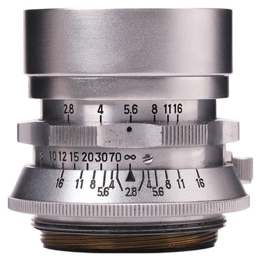 Chiyoko Super Rokkor 45mm f2.8 aperture and distance scales with bare screw mount threads