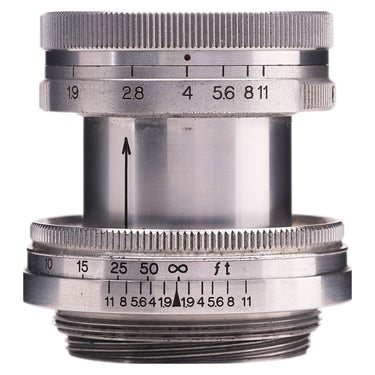 Canon 50mm f1.9 Serenar side view showing aperture and distance scales