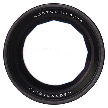 Voigtländer 75mm f1.5 Nokton front element with Nokton 1:1.5/75 branding