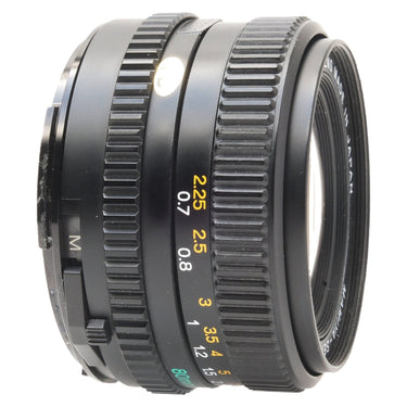 Mamiya 645 80mm f2.8 N lens side view showing focus ring and manual lever