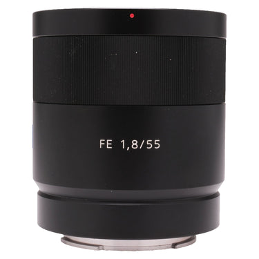 Sony FE 55mm f1.8 ZA Zeiss Sonnar barrel with FE 1.8/55 marking and lens mount at base