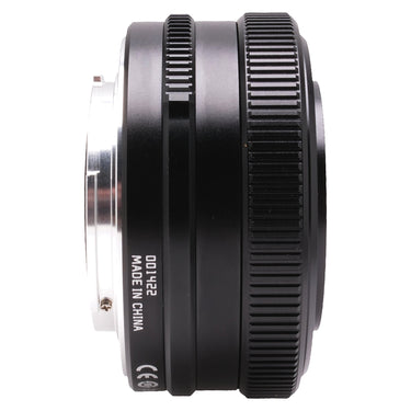 TTArtisan 14mm f3.5 side profile showing focus and aperture rings and mount
