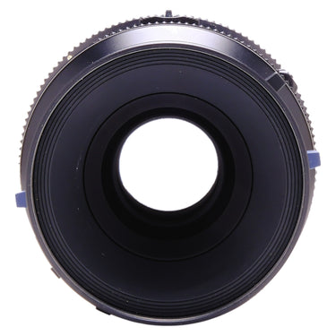 Mamiya 140mm f4.5 Macro lens front element and filter ring, straight-on view