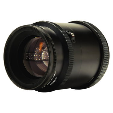 Mamiya 180mm f4 Soft VSF lens angled front view showing Seiko Made in Japan and serial SB1018