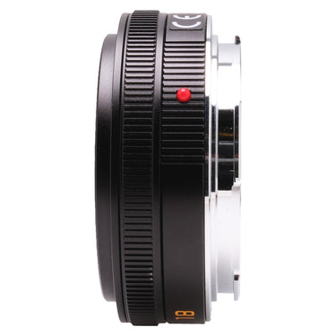 Leica Elmarit-TL 18mm f2.8 side profile with red mounting index dot