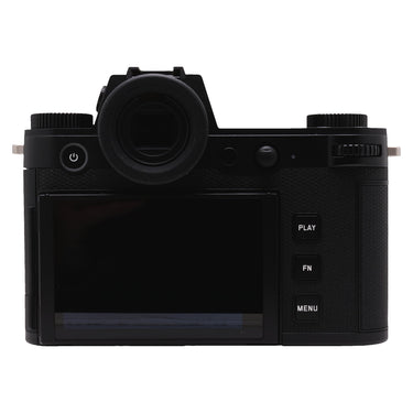 Leica SL3 rear view with touchscreen, EVF and PLAY, FN and MENU controls