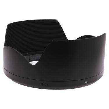 Leica 12309 lens hood for SL 24-70 f/2.8, angled view showing ribbed interior and LEICA marking