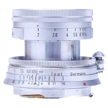 Leica 50mm f2 Summicron Collapsible side view with aperture scale and infinity lock lever