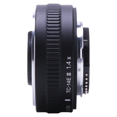 Nikon TC-14E III opposite side view with model label and mount contacts