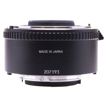 Nikon TC-17E II teleconverter side view with Made in Japan marking and serial 207193