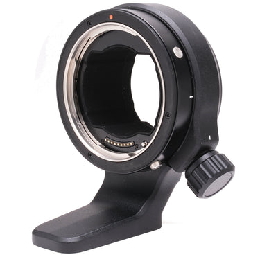 Fujifilm H Mount Adapter G showing G-mount opening, gold electronic contacts and tripod foot