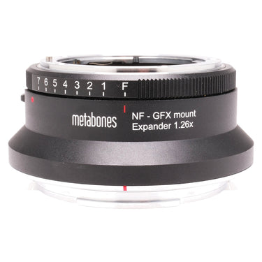 Fujifilm H Mount Adapter G side profile showing aperture index scale and mount alignment markings