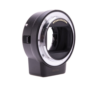 Nikon FTZ adapter side view showing Z-mount contacts and engraved serial 20007638