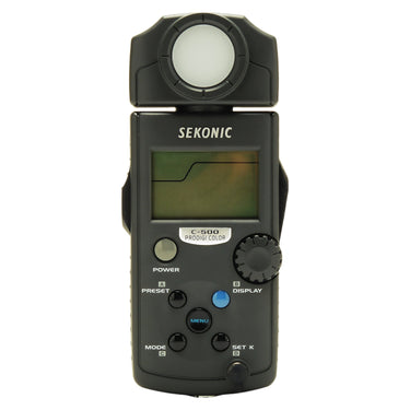 Sekonic C-500 ProDigi Color meter front view with lumisphere, display, and control buttons
