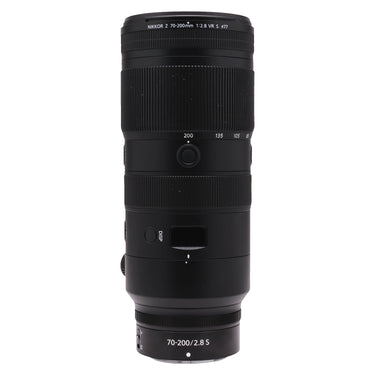 Nikon Z 70-200mm f2.8 VR S front barrel view with NIKKOR Z model engraving and zoom scale