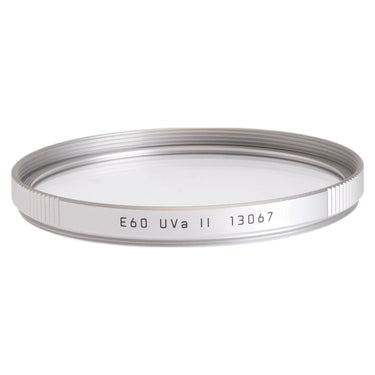Leica E60 UVa II silver filter front view with E60 UVa II 13067 engraving