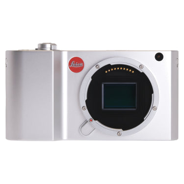 Leica TL2 Silver front with L-mount, contacts and exposed APS-C sensor