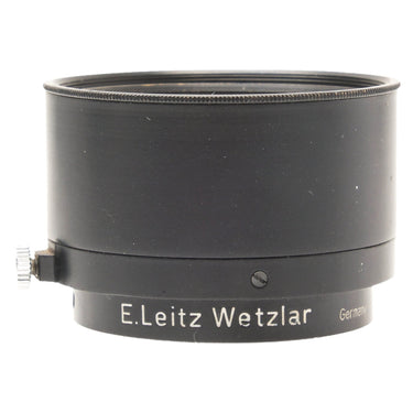 Leica FIKUS lens hood side view with E. Leitz Wetzlar Germany engraving and locking knob