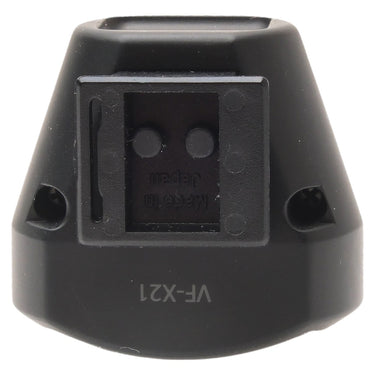 Fujifilm VF-X21 finder underside showing shoe foot, contacts, and Made in Japan text