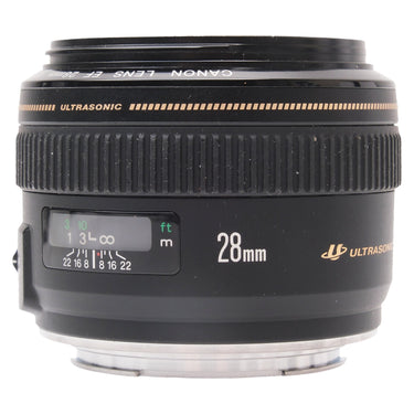 Canon EF 28mm f1.8 USM front barrel with 28mm and Ultrasonic markings