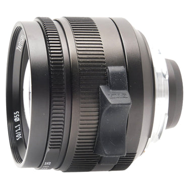 7Artisans 50mm f1.1 side view showing the focus grip tab