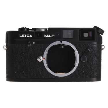 Leica M4-2 black film rangefinder body, front view with bare M mount and M4-P top plate engraving